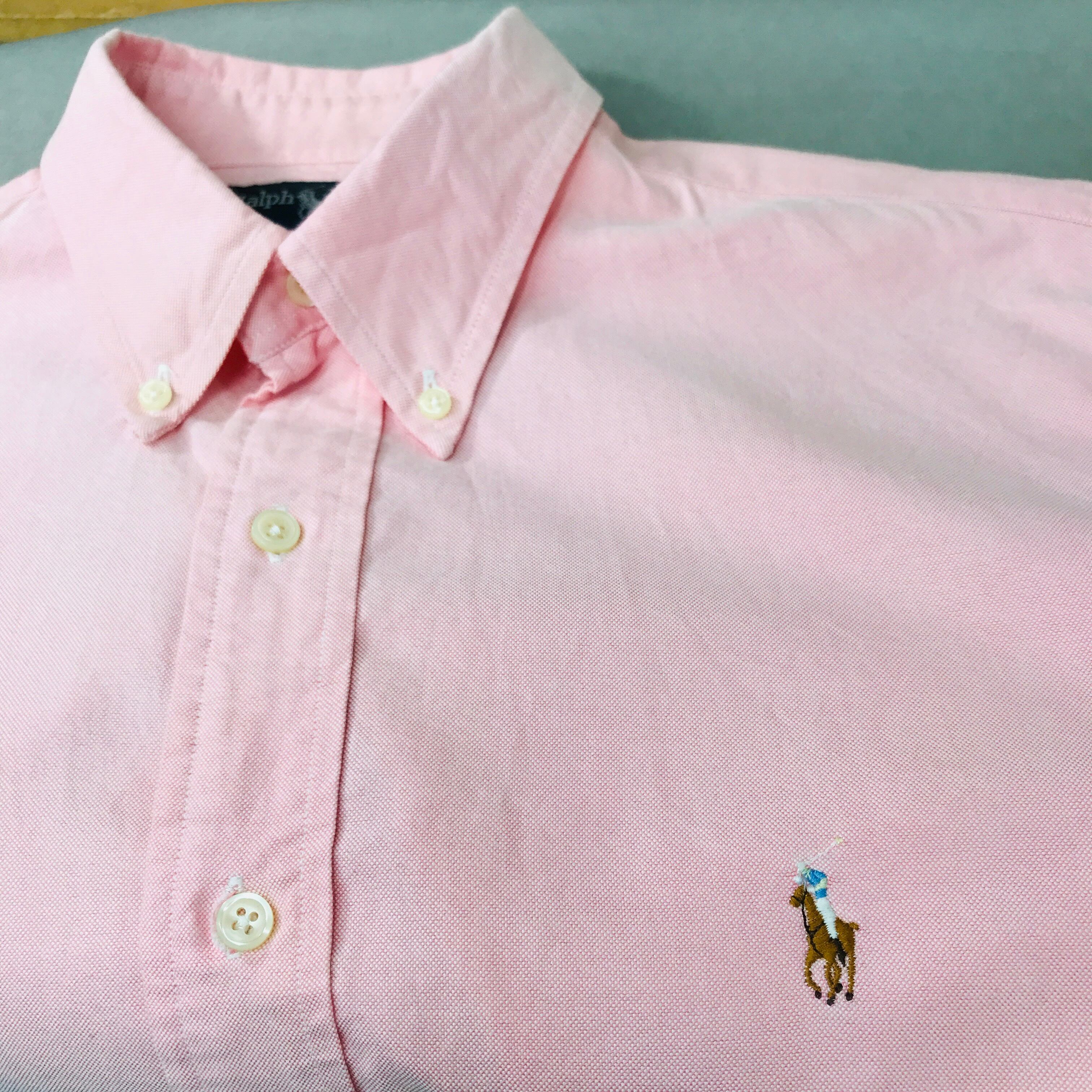 ラルフローレン 90s オックスフォード ロゴ 刺繍 ボタンダウン 半袖 シャツ