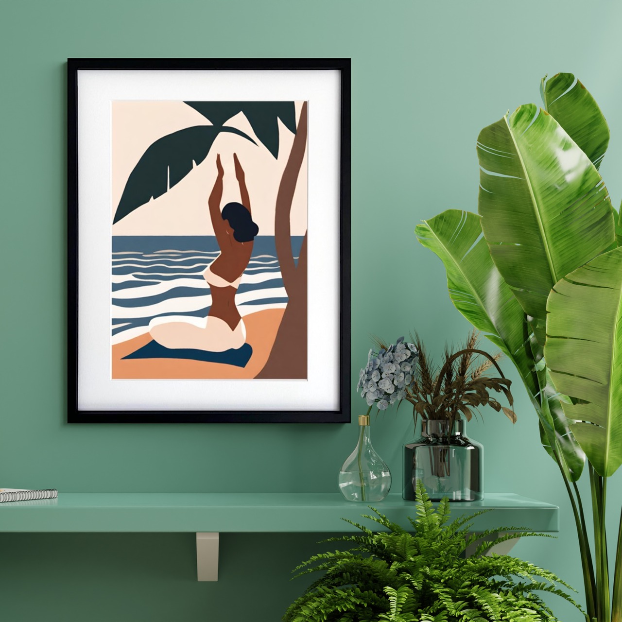 Morning Alignment｜朝の静けさと調和を描くヨガアート｜自然と呼吸を合わせる癒しのモダンポスター Make SenseA4ポスター