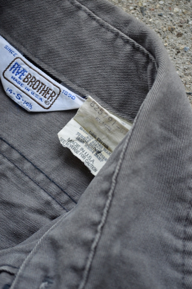 FIVEBROTHER 1970's-80's by ARCTIC CAT From USA Type CPO Work Denim Shirt Made in USA Gray ファイブブラザー 70s 三角タグ USA製 企業