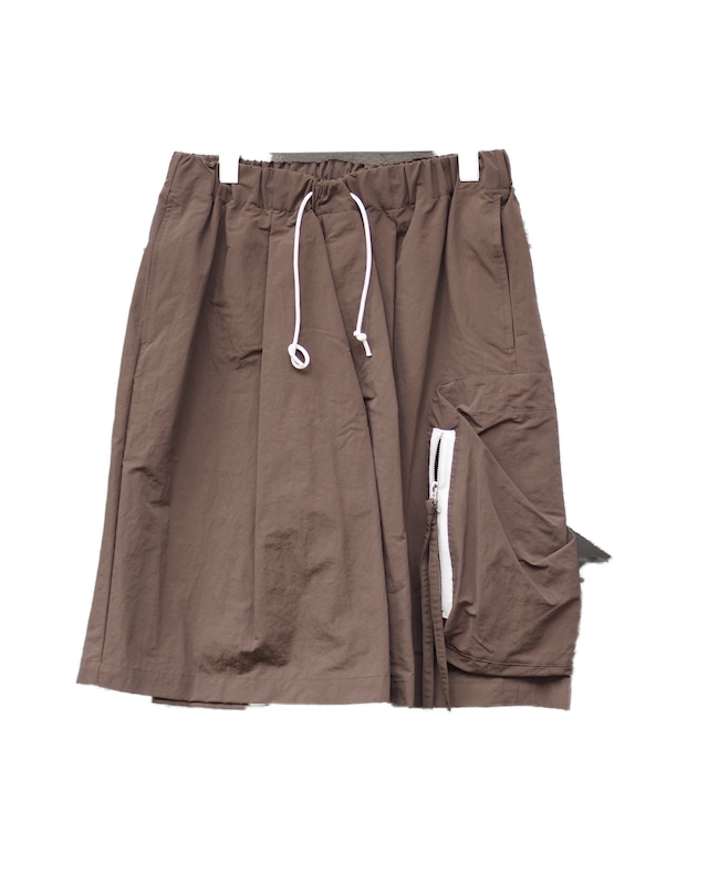 【LAST1】NYLON TAFFETA WIDE SHORT PANTS(BRN)