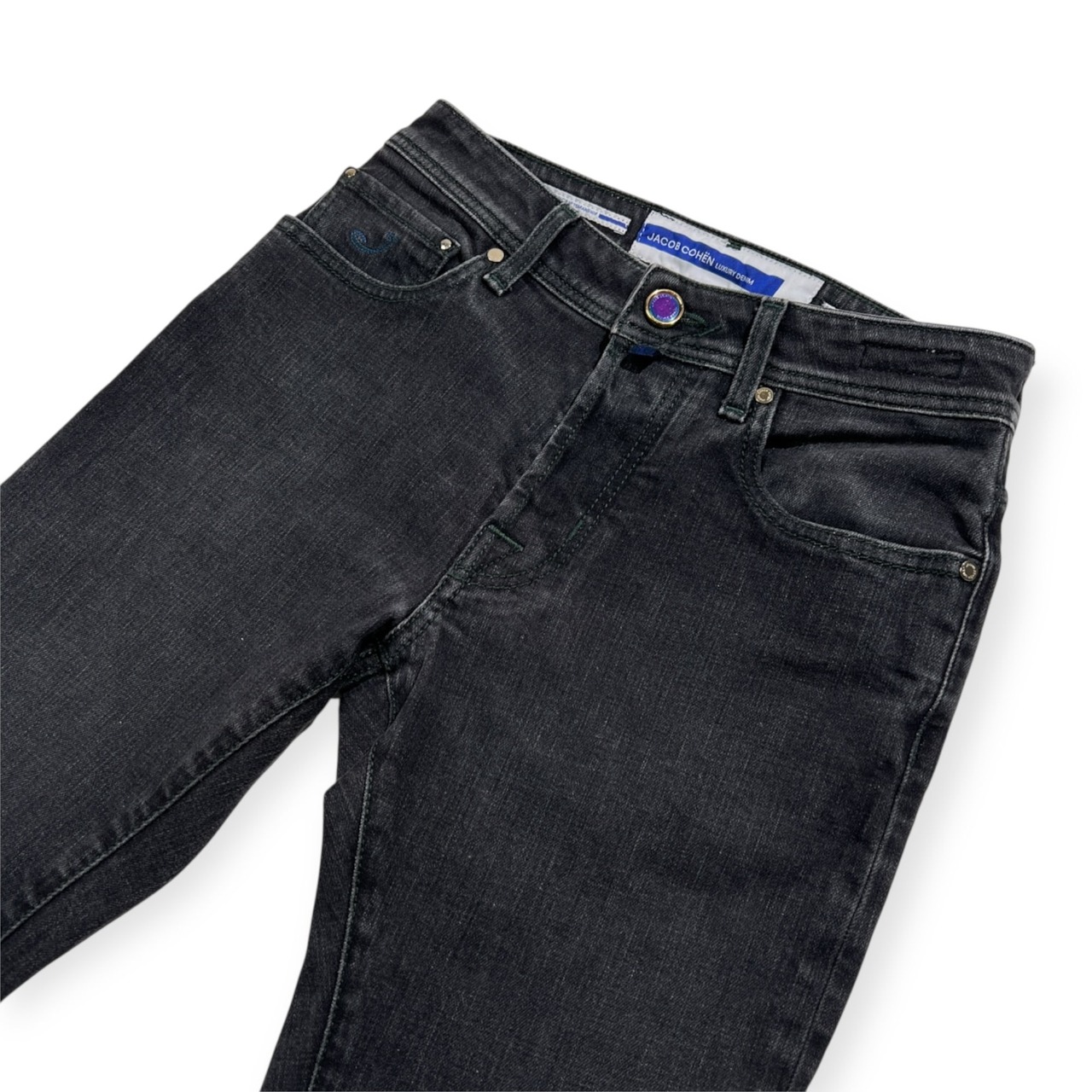 JACOB COHEN ヤコブコーエン LUXURY DENIM 裏地総柄 ストレッチ スリム デニムパンツ サイズ 28 /ブラック系 イタリア製 コロネット代理