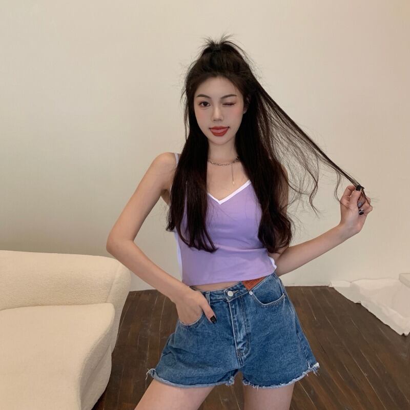 スプリングスリムショートブラックノースリーブシャツ トップス 春物 タイツ ストッキング ソックス ブラックストロベリース14147846207