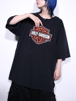 "Harley-Davidson"XX over silhouette front and back print tee