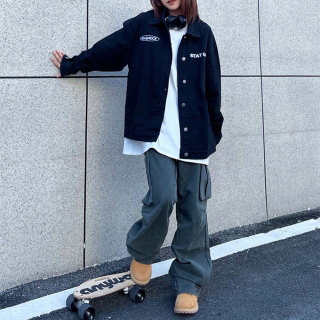 ステイトメントロゴバックオーバージャケット   2col   R00703