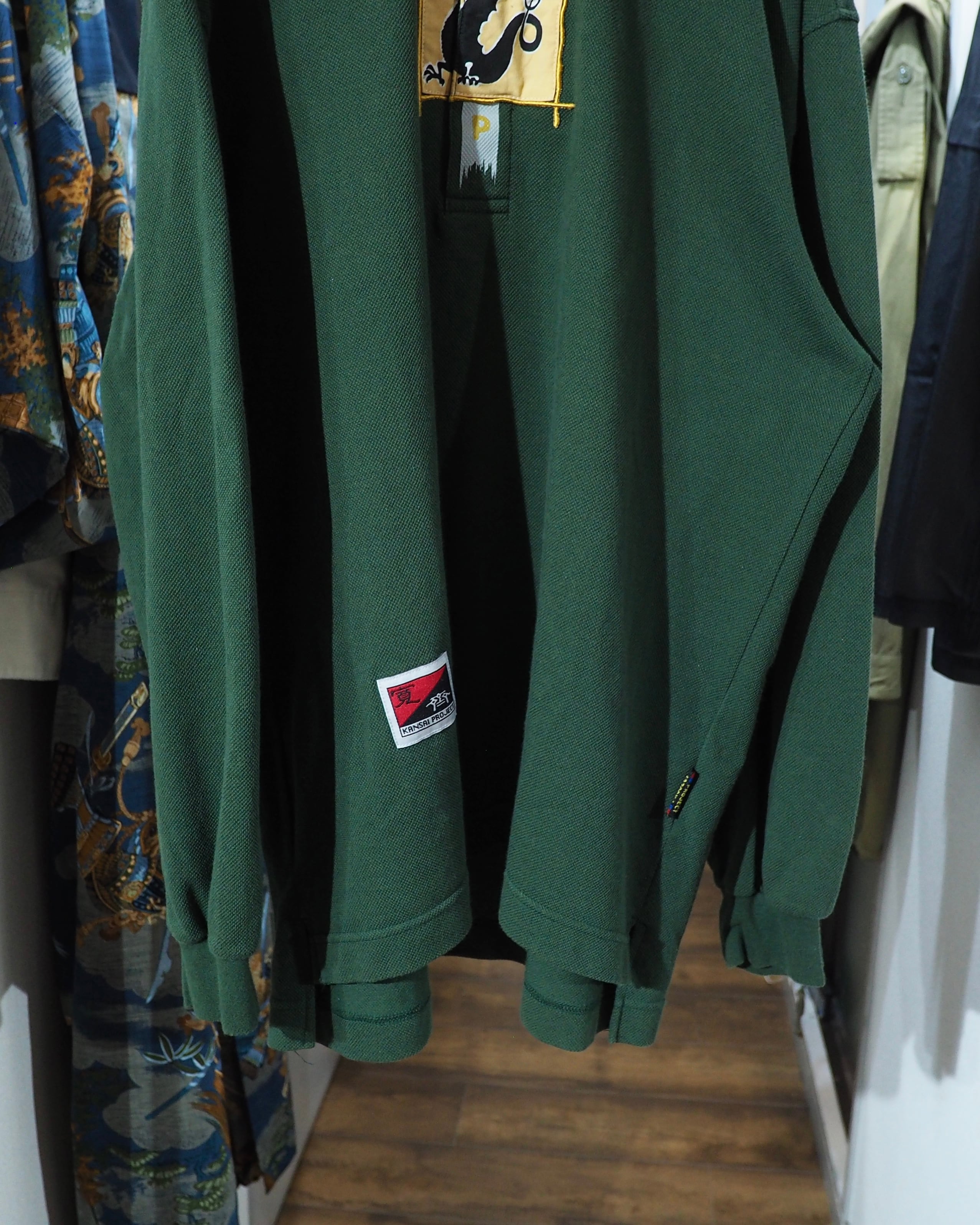 1990s " KANSAI PROJECT " ” 双竜 ” Embroidery vintage Long Sleeve Polo Shirt