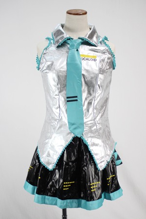 コスプレ衣装 VOCALOID 風 初音ミク エメラルドグリーン 通常衣装 普段着 《女性Lサイズ》 ★即納品★