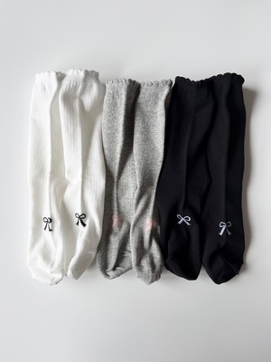 3set リボンスカラップ socks （19〜25cm）4455