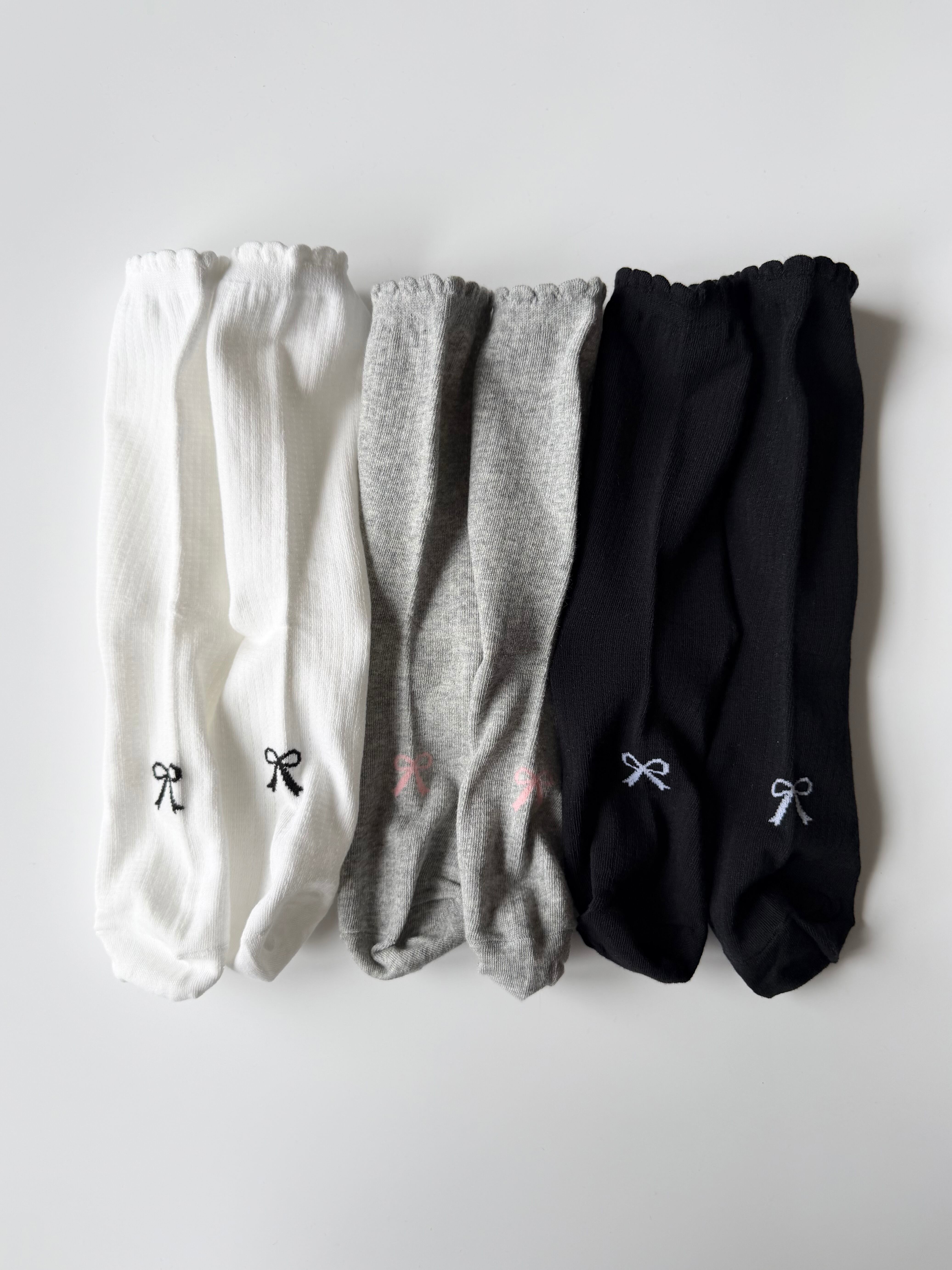 3set リボンスカラップ socks （19〜25cm）4455