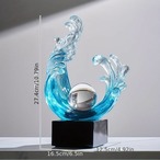 波とクリスタルボール 置物 ２色 彫刻 樹脂装飾 アート 樹脂彫刻