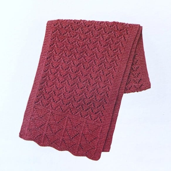 ダウンロード編み図】肌寒い日の1枚に♪ 透かし編みの大判ストール Natural knit ecru*