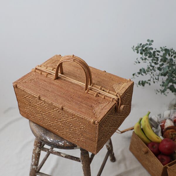 送料無料）冬SALE 再制作 伝統工芸アタ細工 Lサイズ 蓋つき