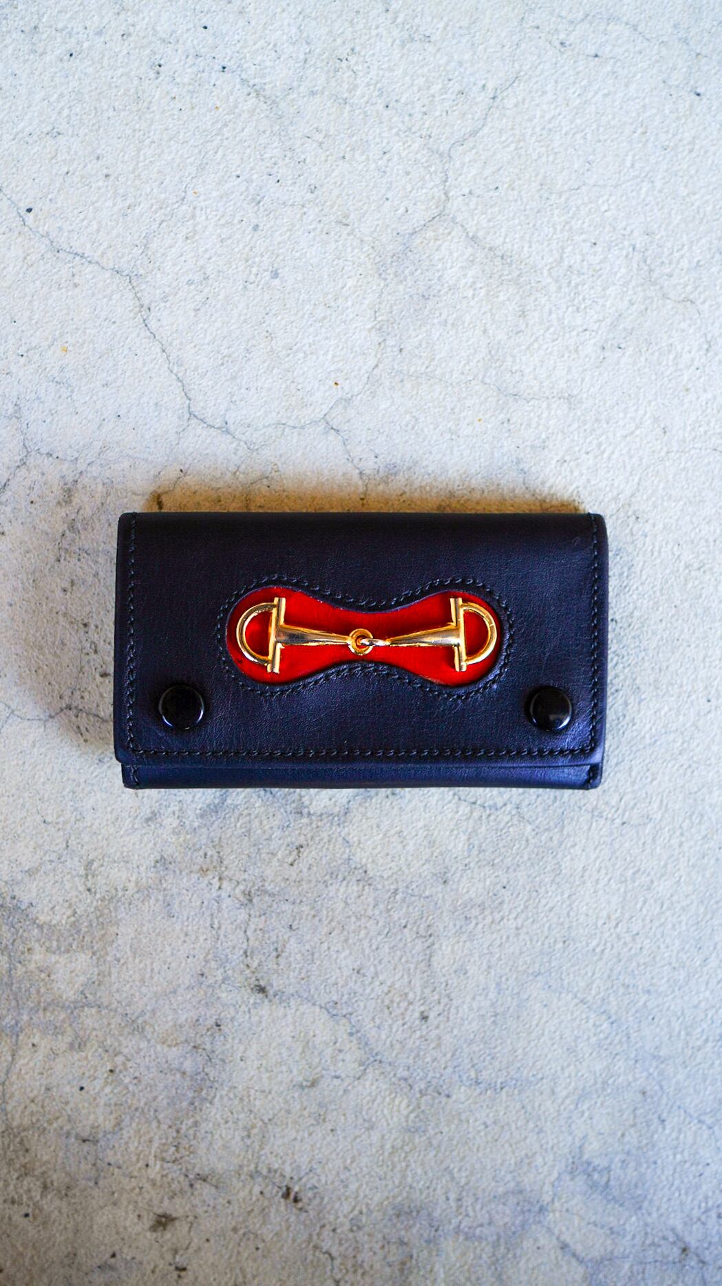 【1980s】GUCCI グッチ ホースビット 3連 キーケース 《ブラック 黒 レザー 革 ヴィンテージ》
