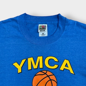 【FRUIT OF THE LOOM】90s メキシコ製 YMCA アーチロゴ スポーツプリントTシャツ シングルステッチ OLD ビンテージ S US古着