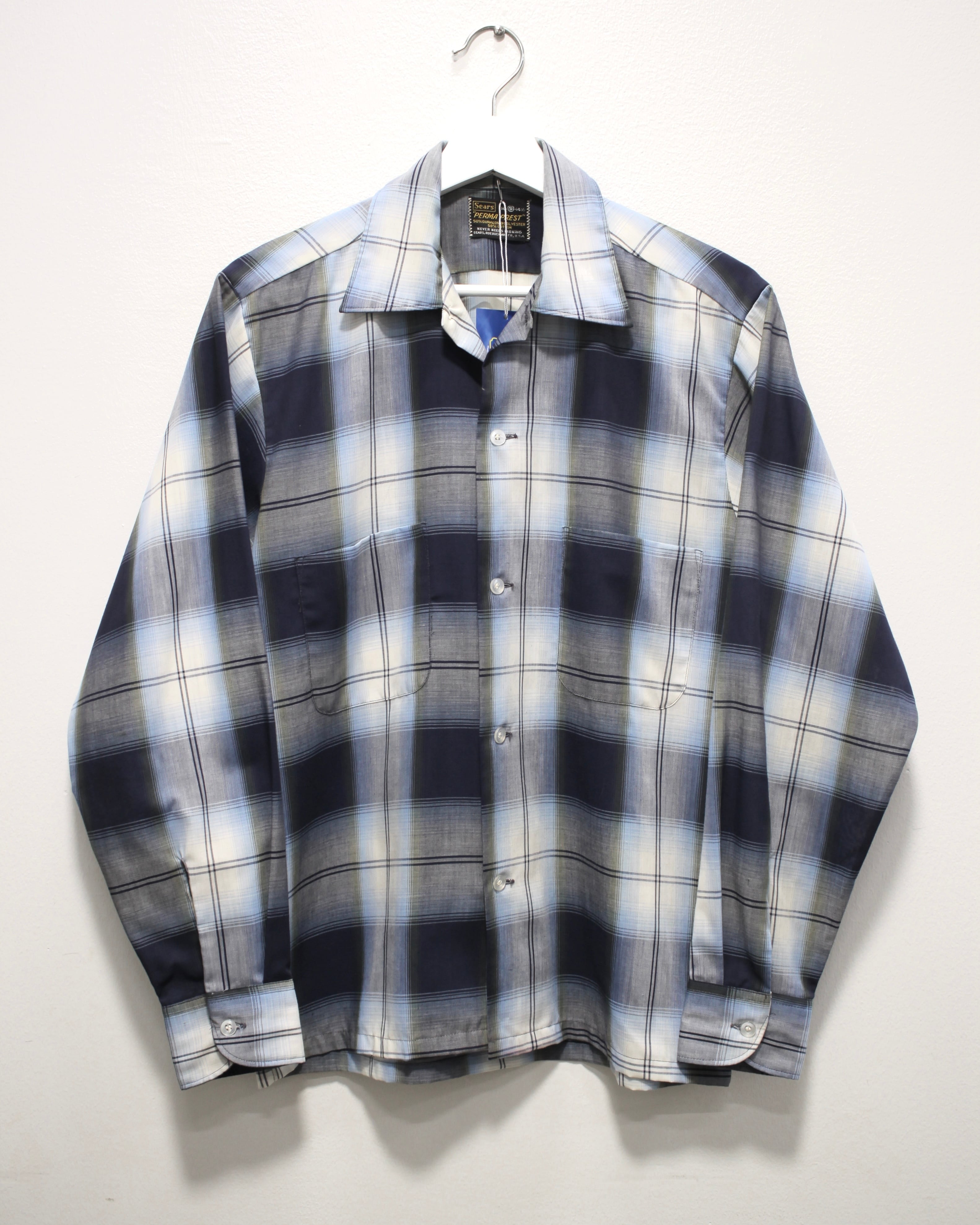 50s ビンテージ Sportsman オンブレーチェック レーヨンシャツ L 希少