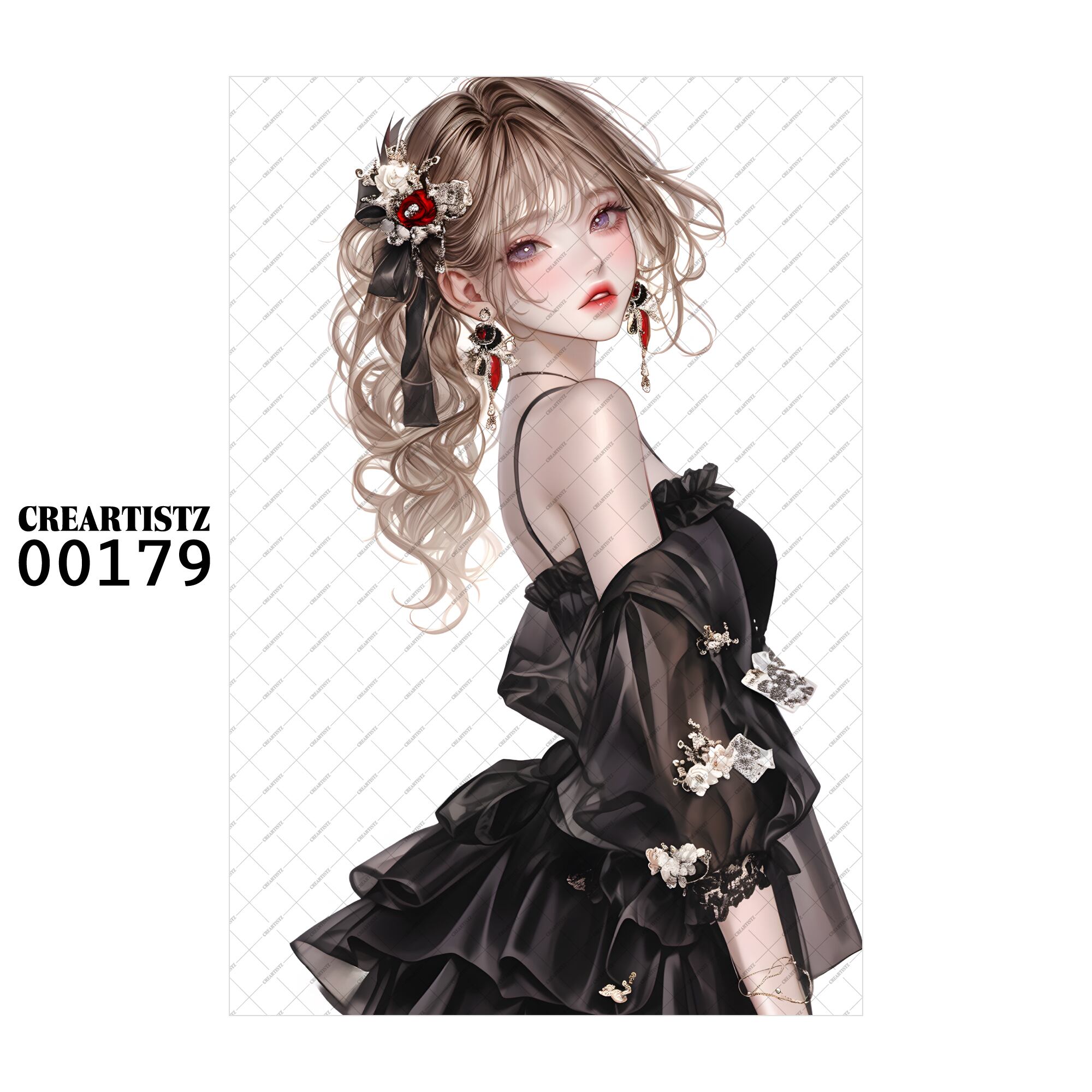 00179 ガール キュート オリジナル ペーパー/ステッカー 4枚セット CREARTISTZ