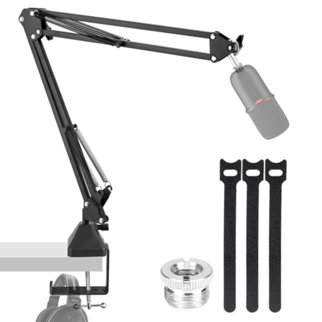 EmJTao SoloCast USBブームアームマイクスタンド、HyperX SoloCastゲーミングマイク用の調整可能サスペンションブームシザーアームスタンド