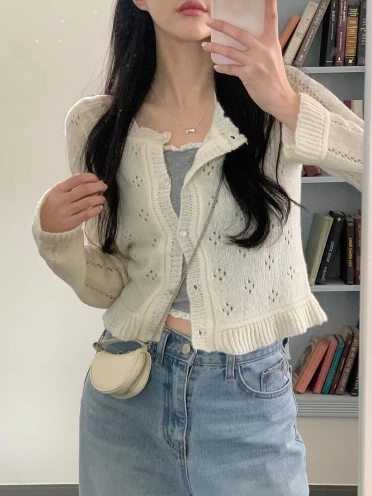 アイレットニットカーデ D1255