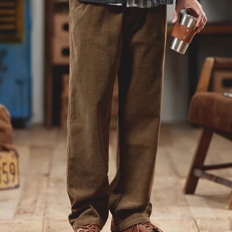 コーデュロイワイドレッグストレートパンツ G00101