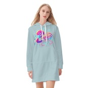 Women's Casual Hoodie Midi Dress Neon 4502