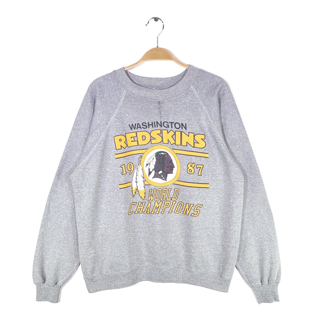80s NFL ワシントンレッドスキンズ ヴィンテージスウェット インディアンヘッド グレー サイズL相当 古着 @CF0959
