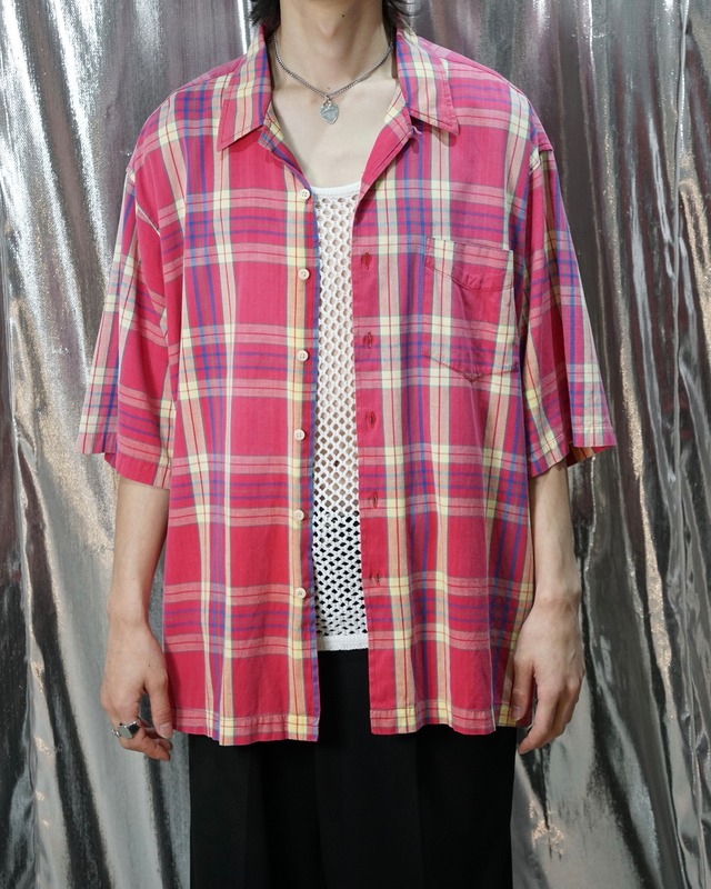 1990's "GAP" oversized check pattern open collar loop shirt
