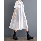 メッシュ シャツワンピース 30225