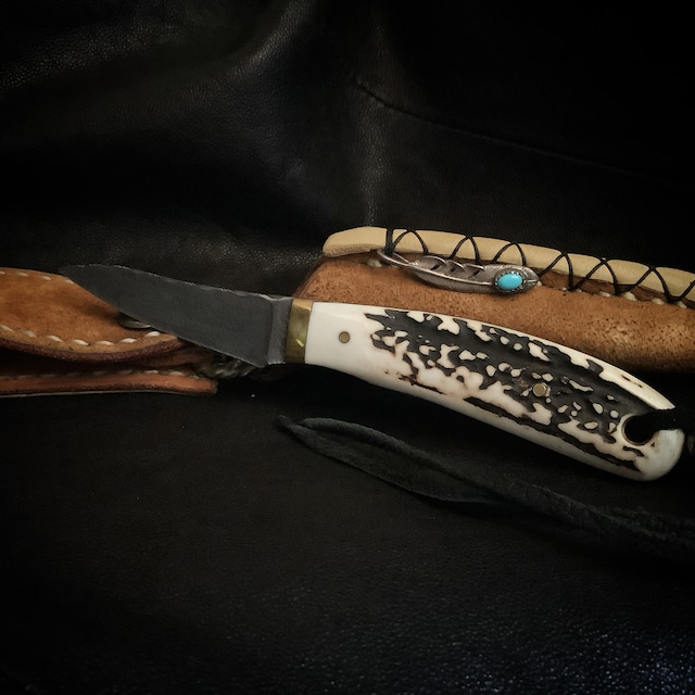 WHEEL WORKS ホイールワークス　カスタムカッターナイフ　custom Deer horn cutter  knife　インディアンジュエリー
