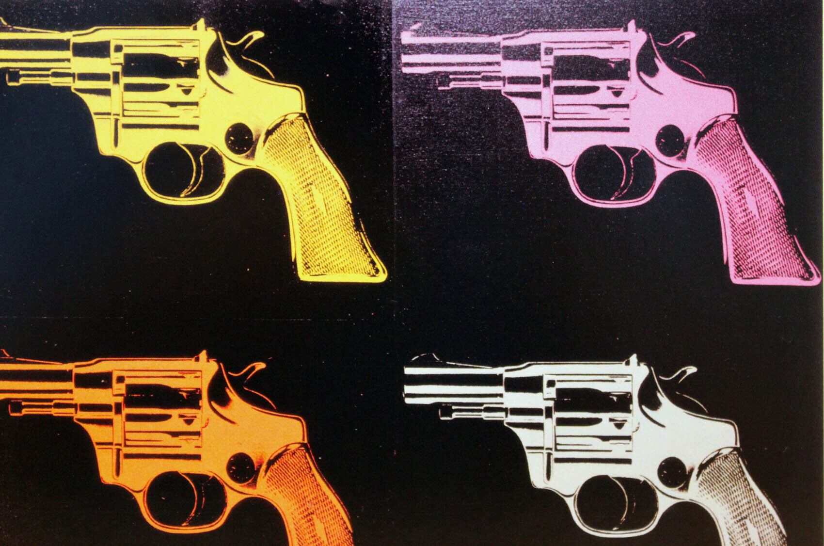 アンディ ウォーホル「ガン,c.1982(レインボー)Gun,c 1982(Rainbow)」展示用フック付ポスター ポップアート 絵画