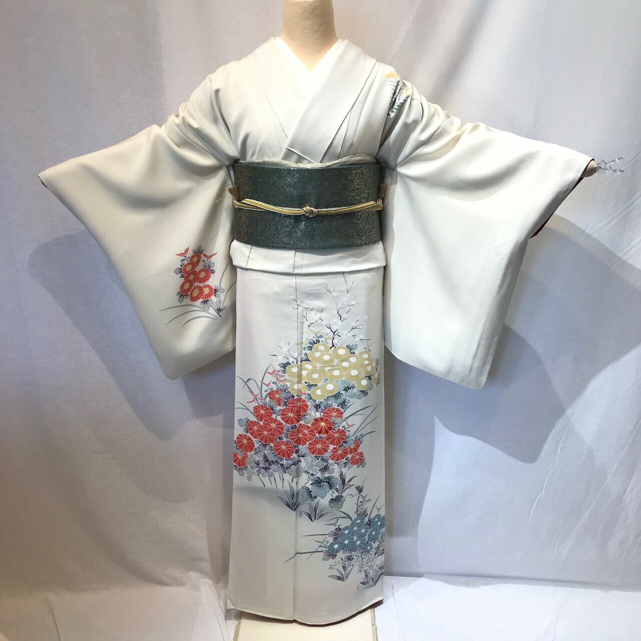 高身長オフ白加賀友禅訪問着1578 | リサイクル着物と着物ジャケットLa 