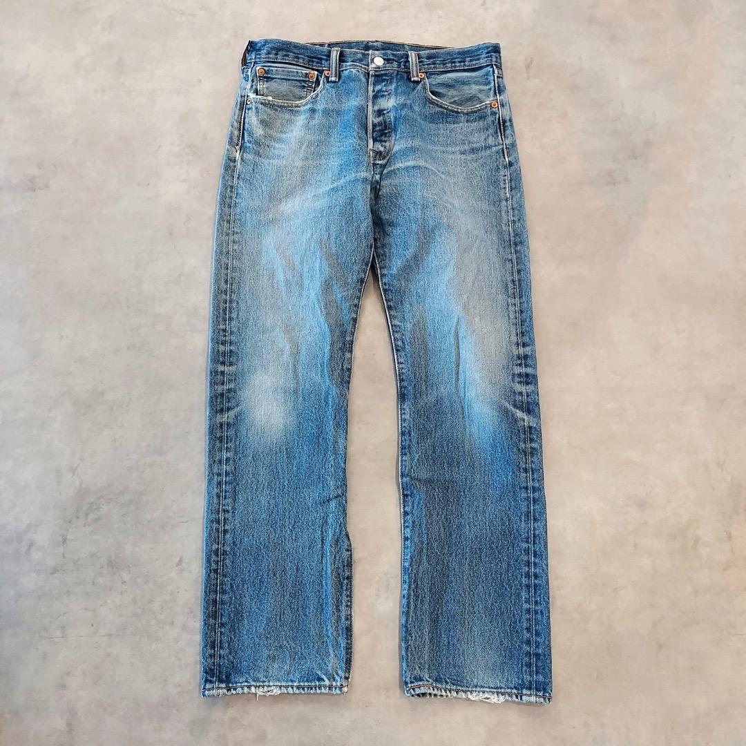 リーバイス501 Levis W32 ブルーデニム 青 ヒゲ 古着 18031