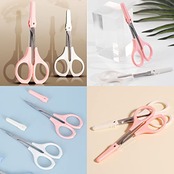 Doyime 眉用はさみ 眉毛ハサミ 眉カット (2個セット) 眉毛カッター 眉のお手入れに 整える まゆ用 眉そり 二重まぶた 化粧はさみ 甘皮ハサミ キット プレミアムステンレス製 樹脂リング付 曲ブレード 鋭い刃 錆び防ぐ 軽量 気軽 上質 オシャレ 人間工学的設計 美容 レディース メンズ 男女兼用 プロ用 ピンク+白 長さ5cm