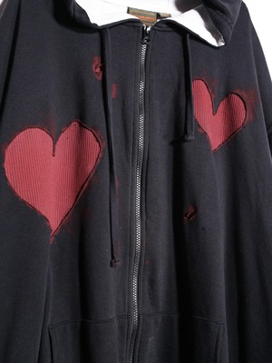 REMAKE / blood heart design zip-up foodie