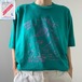 GF710 90s Tシャツ ネコ ねこ イラスト グリーン ビンテージ