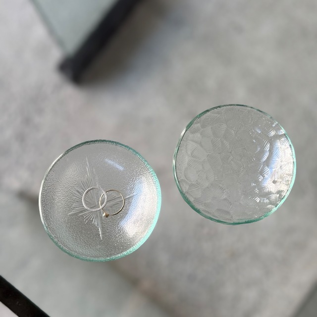 レトロガラス 豆皿 石目