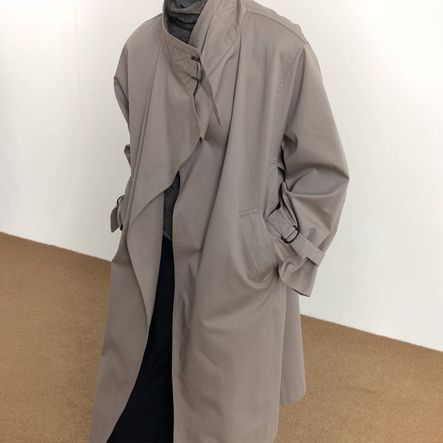 Oversized stand collar coat A00263