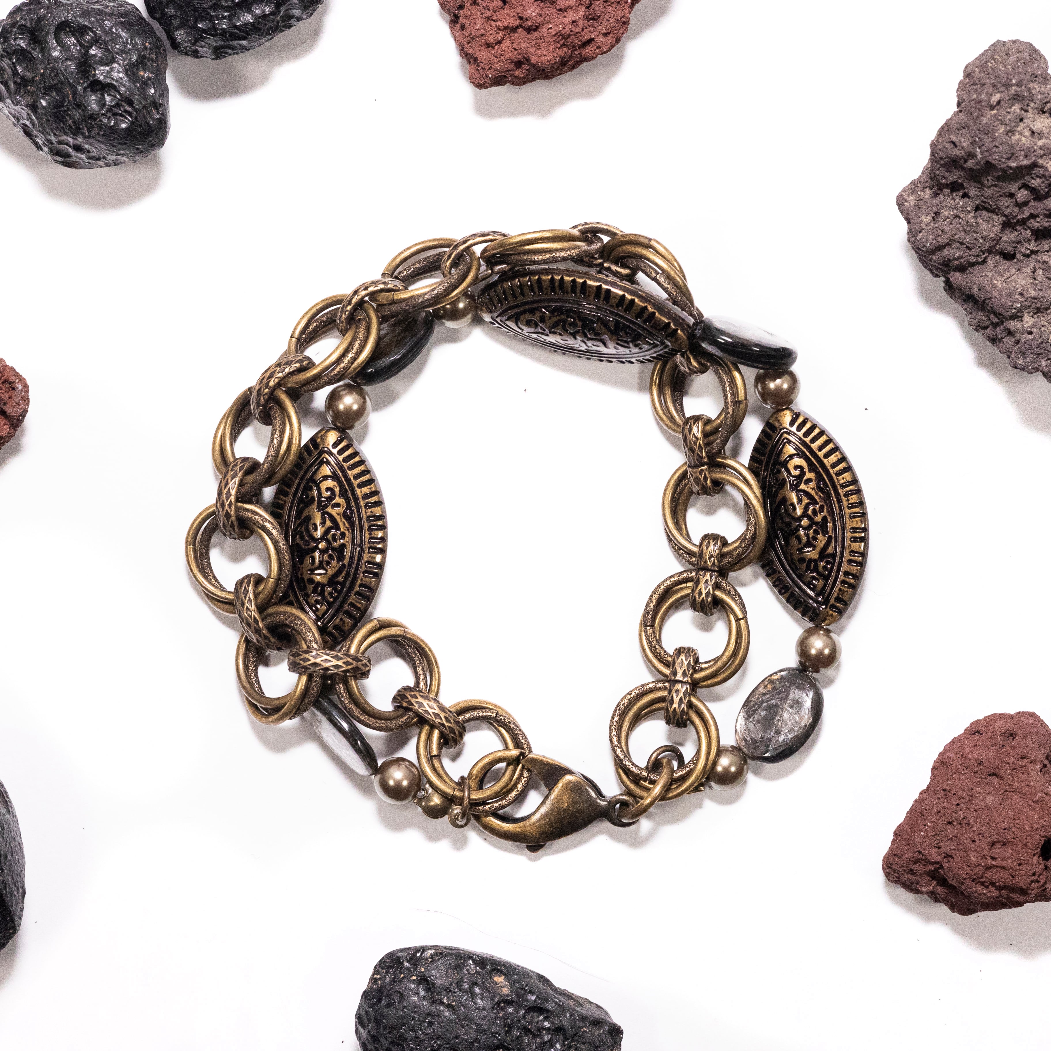 マルチストーン二連ブレスレットe