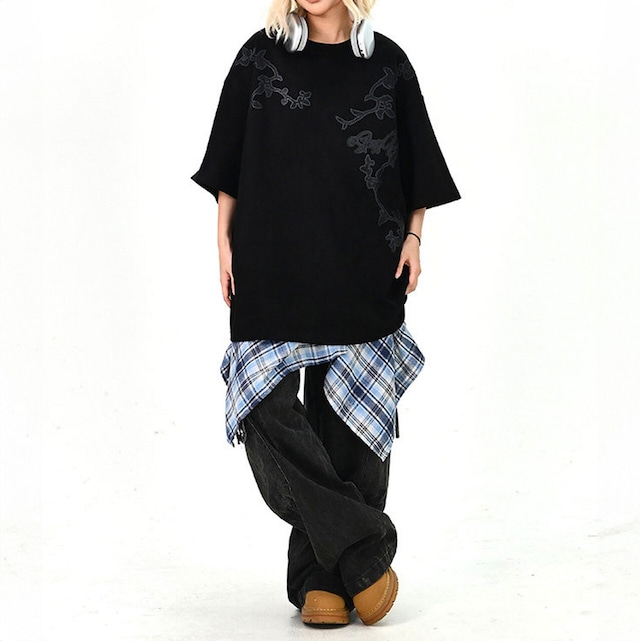 グラフィックアウトラインルーズシルエットTシャツ 2col R01692