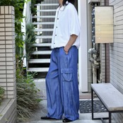 drape silhouette gloss wide cargo pants