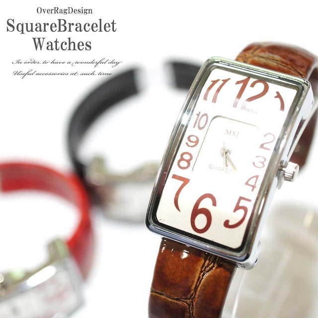 簡単装着ブレスウォッチ スクエアブレスレットウォッチ 腕時計 時計 ブレスレット カジュアル時計 大人時計 レディース時計 レザー時計 革 2018aw 