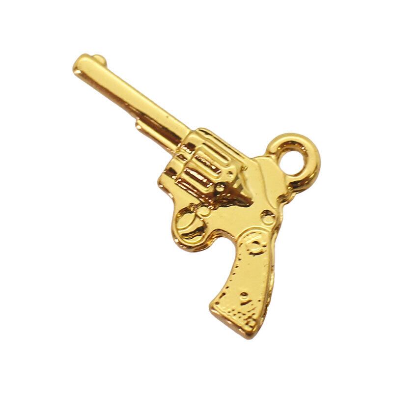 チャーム キーホルダー ペンダント ピストル 拳銃 2個 10mm×20mm [cha