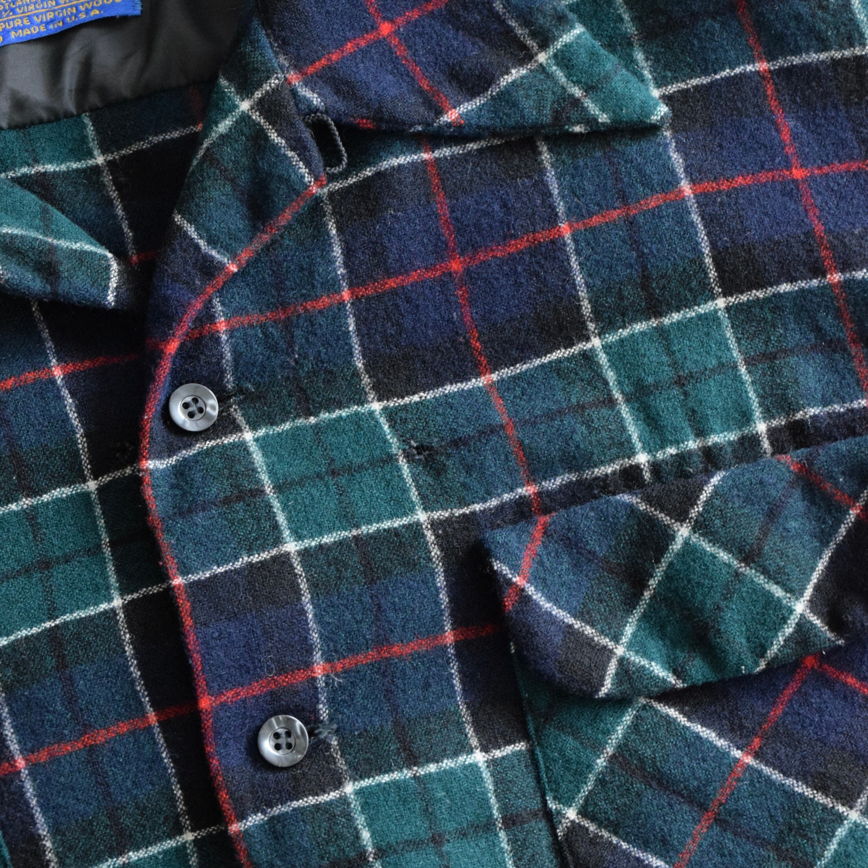 70's USA製 Pendleton ウールボードシャツ メンズL グリーン ペン