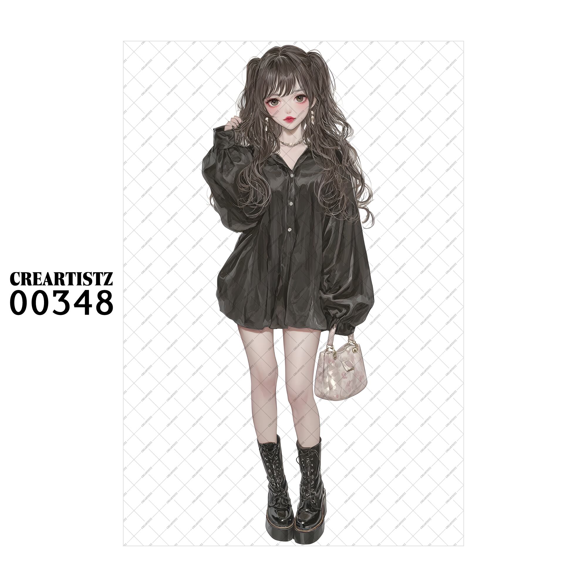 00348 ガール キュート オリジナル ペーパー/ステッカー 4枚セット CREARTISTZ