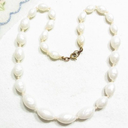 白いビーズネックレス　ヴィンテージアクセサリーのセール通販　11362N