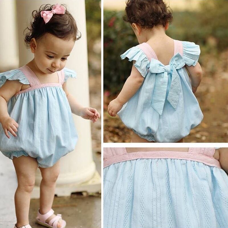 【BABY】韓国風 可愛い薄手フリル襟ロンパース