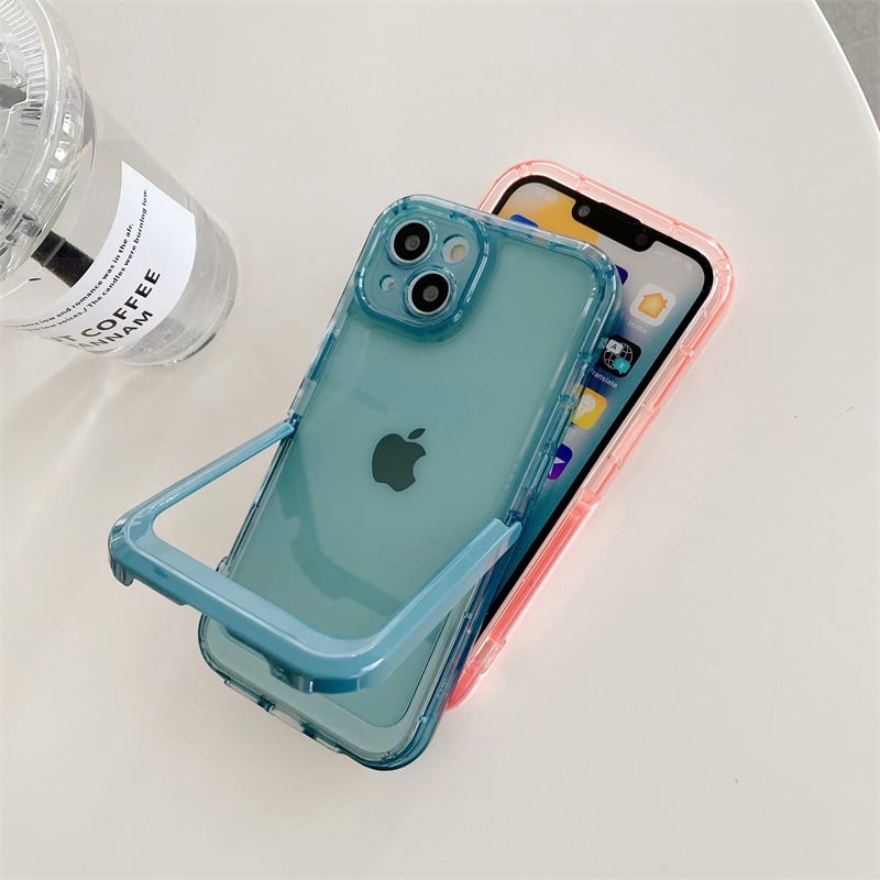 iPhone11 /11ProMax カラークリア スタンド付き 透明 シンプル iPhone11 /11ProMax カラークリア スタンド付き 透明 シンプル