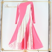 社交ダンス 衣装 ワンピース ドレス ピンク レース パーティドレス SORELI ソレリ 日本製 ピンク系 ホワイト系 柔らかい ダンス パーティ 発表会 ピンク ワンピース レースドレス パーティー服 社交ダンス服 ダンスウェア かわいい レディース 衣装発表会 おしゃれ 上品 フェミニン 柔らかい生地 日本製 レディースファッション