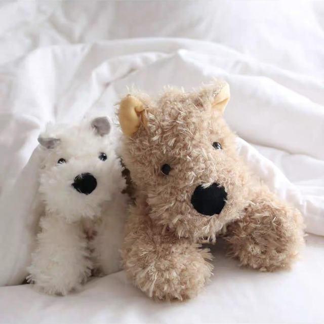 ,かわいいふわふわ犬ぬいぐるみ　ウエスティ　ホワイト　ブラウン　22cm　30cm　ベビーファーストトイ　誕生日プレゼント　cp0010