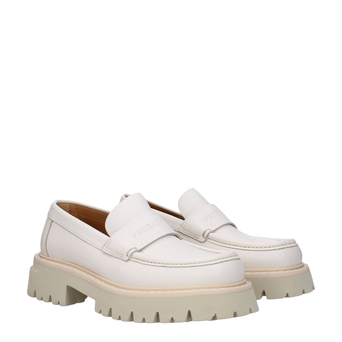 【新品】FERRAGAMO メンズ ローファー レザー ベージュ FERGAL0762687