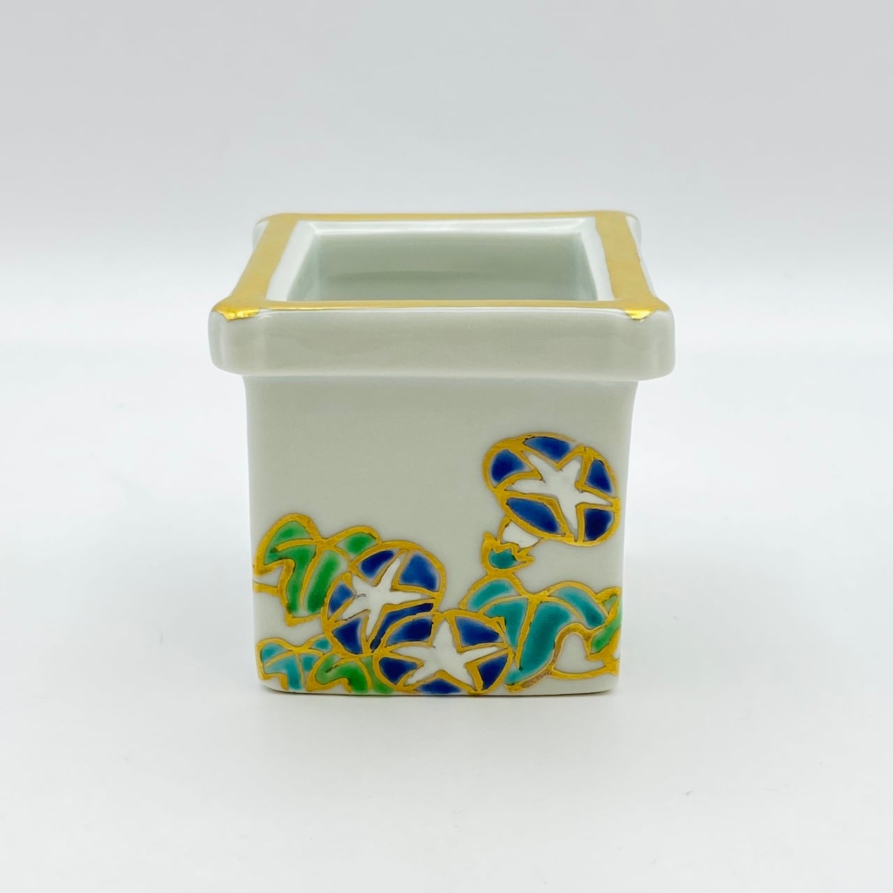 Ｗ６４６　蓋置　『色絵　井筒　朝顔』『高野昭阿弥 造』　共箱　茶道具 新古】蓋置 色絵 井筒朝顔 高野昭阿弥 共箱入 | 茶道具 錦玉堂