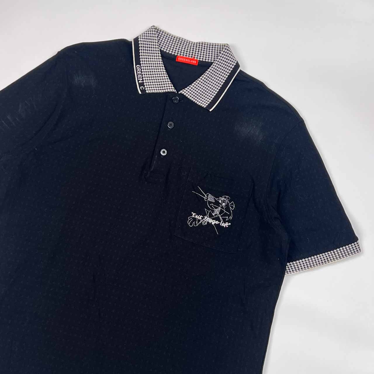 GREENCLUBS グリーンクラブ Hanna-Barbera コラボ デザイン 半袖 ポロシャツ 4/ブラック メンズ